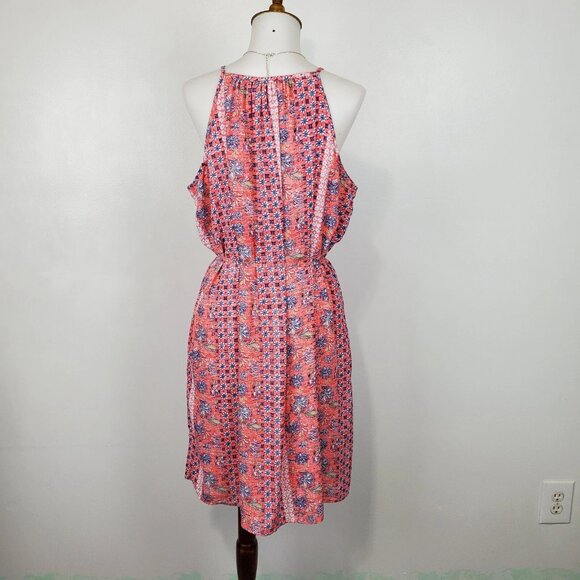 GAP Pink Blue Sleeveless Belted Halter Neck Summer Shift Dress With Pockets XS - Picture 7 of 12